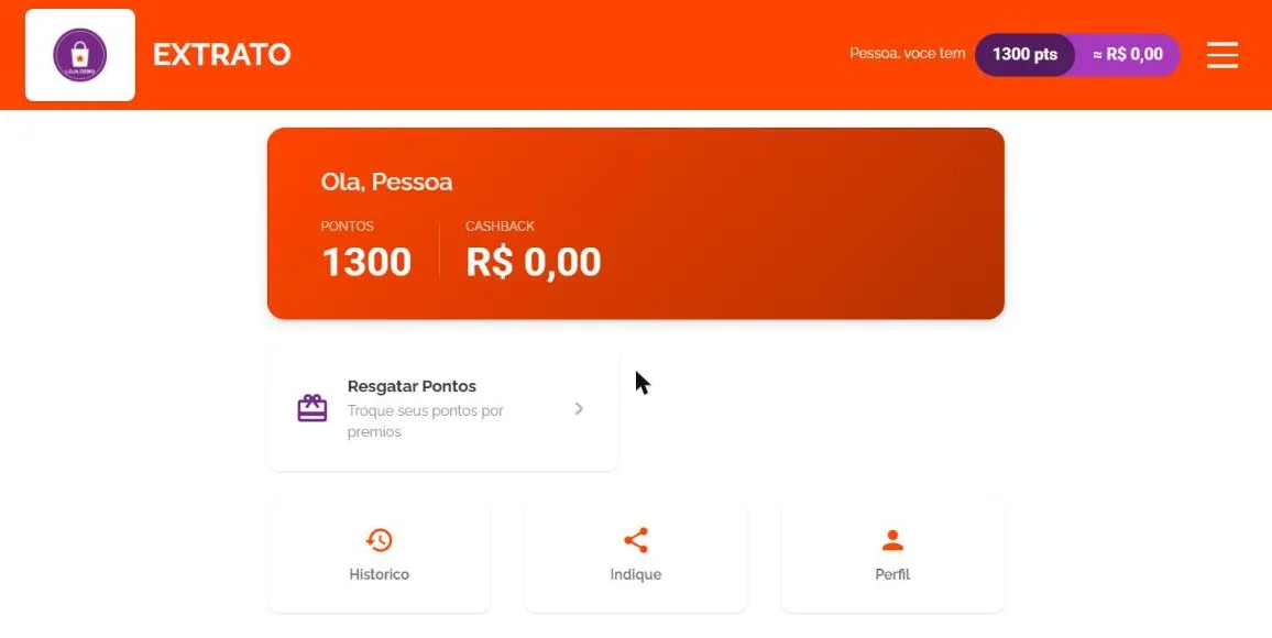 Extrato de pontos do cliente