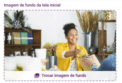 Área da imagem de fundo com o botão de troca