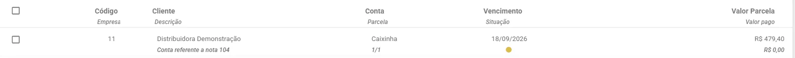 Conta a pagar criada na lista de contas a pagar