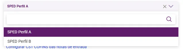 Opções de perfil do SPED