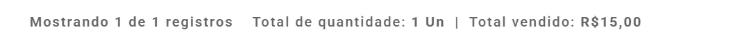 Rodapé com o total de quantidade e o total vendido