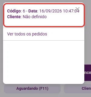 Painel Aguardando com as vendas em espera