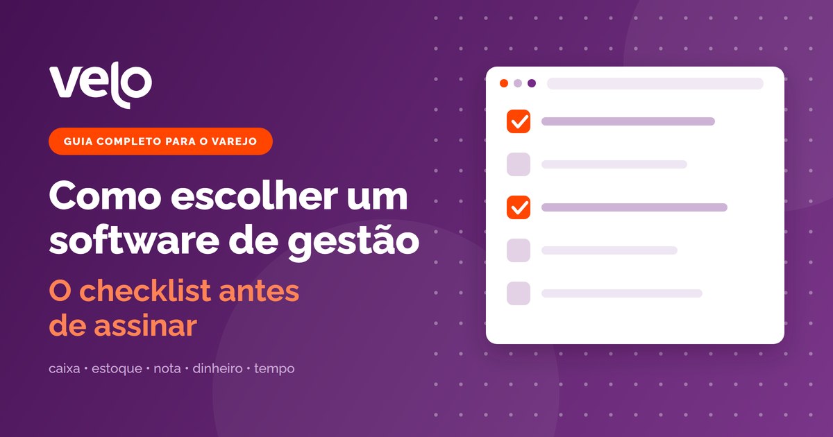 Ilustração de um checklist com itens marcados, representando os critérios para escolher um sistema de gestão