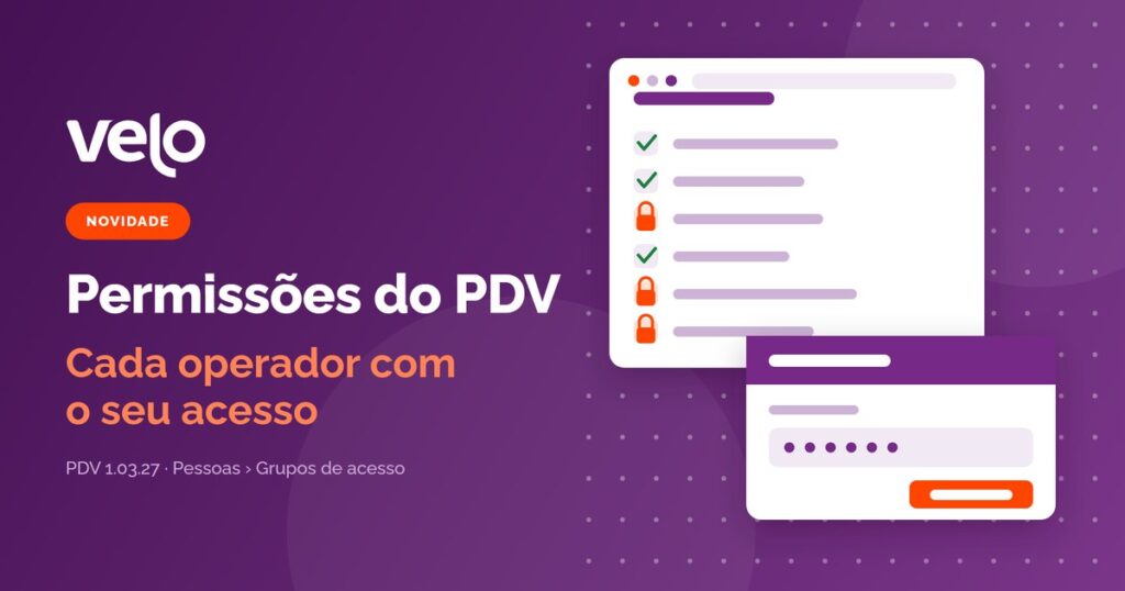 Permissões do PDV: ilustração de uma tela de caixa com funções bloqueadas e a janela de liberação do supervisor