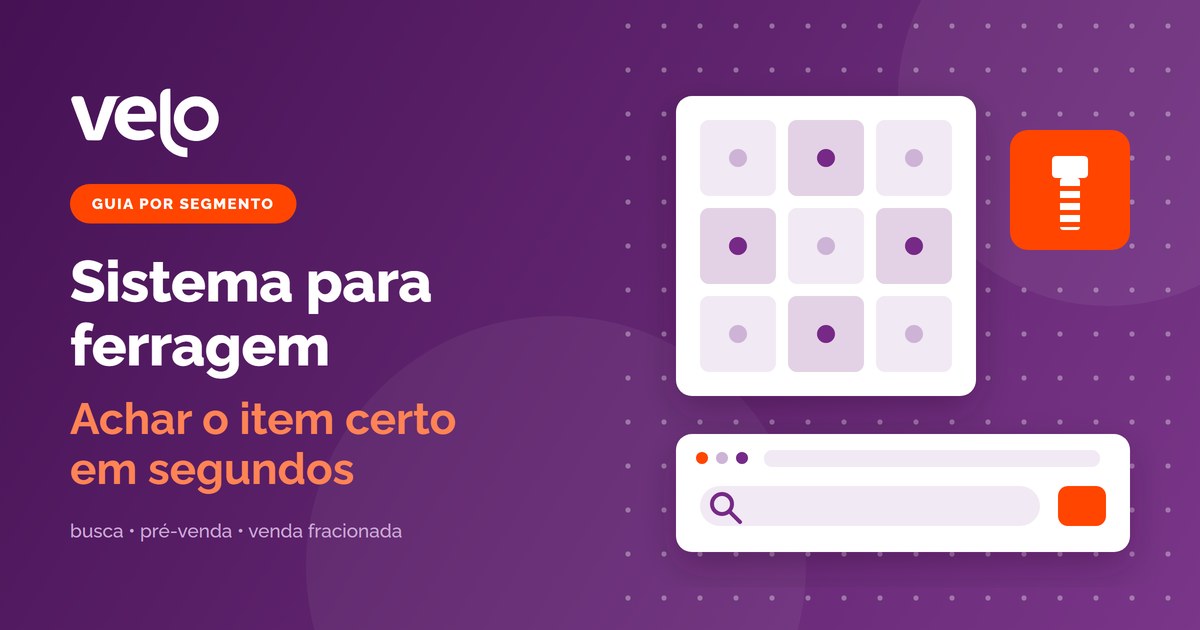 Ilustração de gaveteiro de miudezas, um parafuso e uma barra de busca de produto