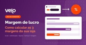 Margem de lucro: ilustração do preço de venda descendo em cascata pela margem bruta, de contribuição e líquida, com o percentual em destaque
