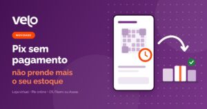 Pedido no Pix sem pagamento: ilustração do QR Code do Pix com o relógio vencido e a caixa do produto voltando para a prateleira